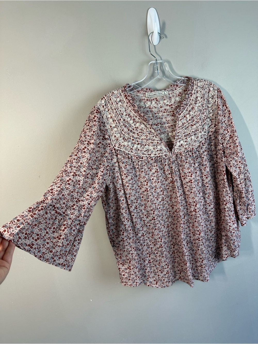 Abercrombie & Fitch Womens Cottagecore Floral Blouse Size Large 100% Cotton